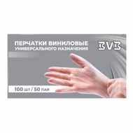 Перчатки виниловые одноразовые BVB, р-р M 100 шт./уп. прозрачный