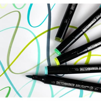 Маркер перм., худ. "Sketchmarker Brush" двусторонний, B122, синий горизонт