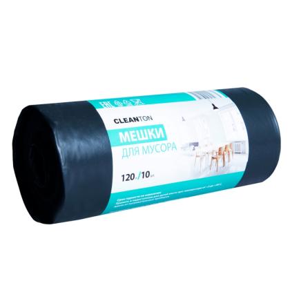 Мешки для мусора 120л 10шт/рулон ПВД Cleanton 50мкм 70*110см цв.черный