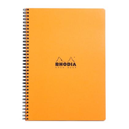 Блокнот А4+ 225*297 мм, 80 л., в клетку "Rhodia" спираль сбоку, обл. карт., оранжевый