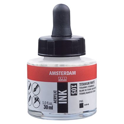 Краски жидкий акрил "Amsterdam" 105 белила титановые, 30 мл., банка
