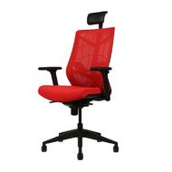 Кресло д/руководителя Nature II, каркас черный,подголовник,ткань красная, 3D подлокотники,слайдер