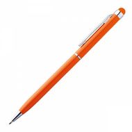 Ручка шарик/автомат "New Orleans" 0,7 мм, метал., со стилусом, оранжевый/серебристый, стерж. синий