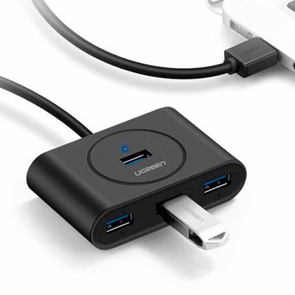 комп. USB HUB UGREEN USB 3.0 Hub 0.5m CR113 (Black) (20290)