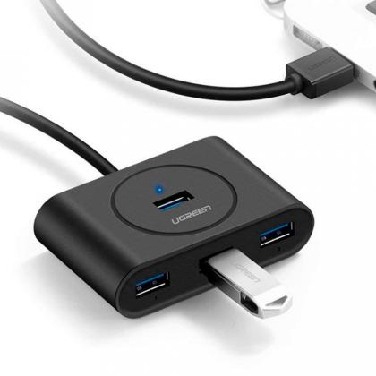 комп. USB HUB UGREEN USB 3.0 Hub 0.5m CR113 (Black) (20290)