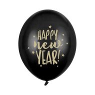Шар воздушный "Happy New Year" 30 см, 6 шт./упак., черный