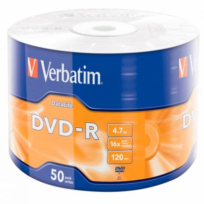 диск DVD-R 4,7 Гб запис. 16х. 50 шт/п/эт упак., DataLife Verbatim 