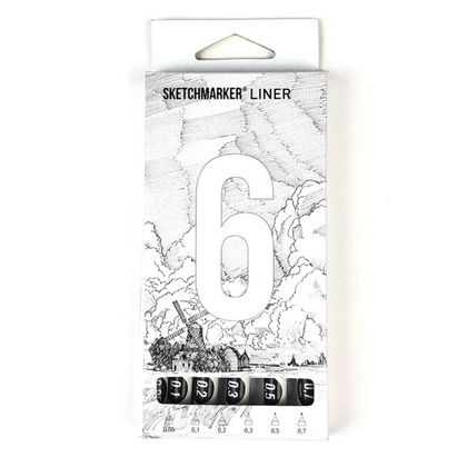 Ручка капиллярная "Sketchmarker" набор 6 шт. (0,05, 0,1, 0,2, 0,3, 0,5, 0,7 мм)