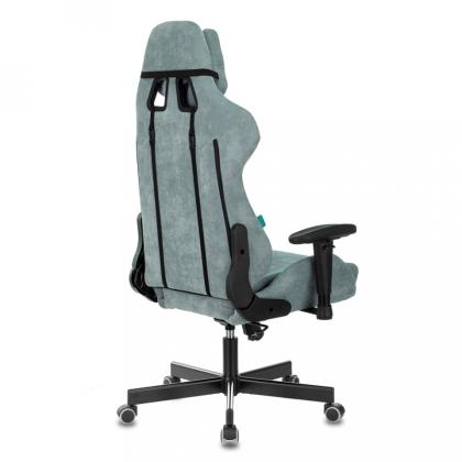 Кресло игровое Бюрократ Zombie VIKING KNIGHT Fabric ткань, серо-голубой, крестов. металл