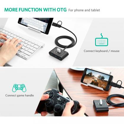 комп. USB HUB UGREEN USB 3.0 + USB-C Port, Hub 1 m CR113 (Black) (40850)