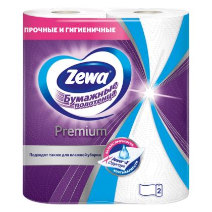 Полотенца бумажные  Zewa Premium, 2 рул, 2 слоя, цв. белый