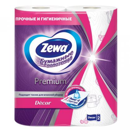 Полотенца бумажные  Zewa Premium, 2 рул, 2 слоя, цв. белый