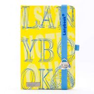 Блокнот А6 90*140 мм, 96 л., лин. "4 Sexy Notes Only" Lanybook обл. кожзам., на резинке, желтый/голубой
