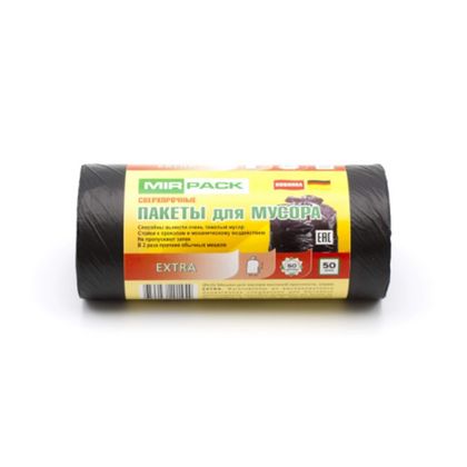 Мешки для мусора 240л 10шт/рулон ПВД Mirpack Extra 55мкм 93*130см цв.черный