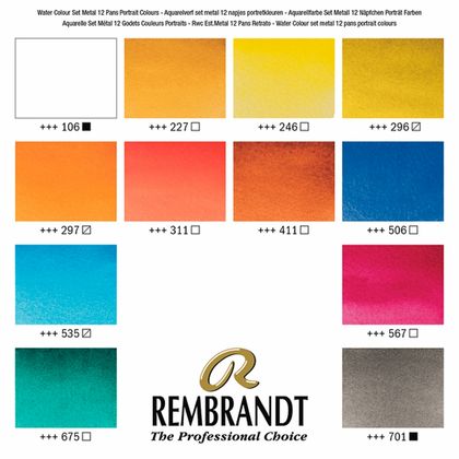 Краски акварельные "Rembrandt" набор 12 цв. портретн., кюветы