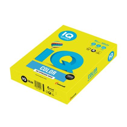 Бумага цветная A4, 80г/м, 500 л. "IQ Color" желтый неон