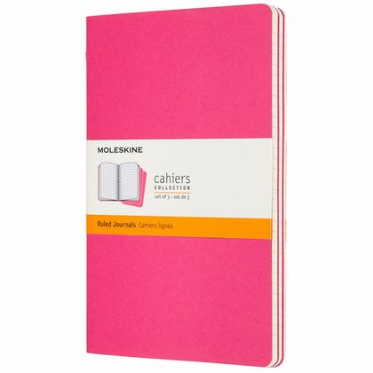 Блокнот А5 130*210 мм, 40 л., лин. "Cahier Journal Large" интегральн. обл. карт., 3 шт., розовый неон