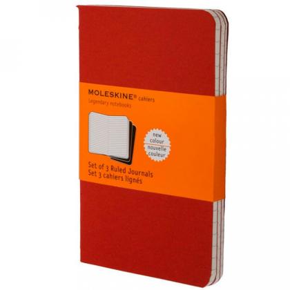 Блокнот А5 130*210 мм, 40 л., лин. "Cahier Journal Large" интегральн. обл. карт., 3 шт., розовый неон