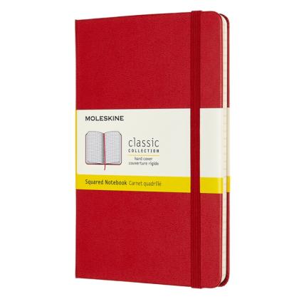 Блокнот А5- 115*180 мм, 104 л., тонир., в клетку "Classic Medium" тверд. обл. полипропилен., на резинке, красный