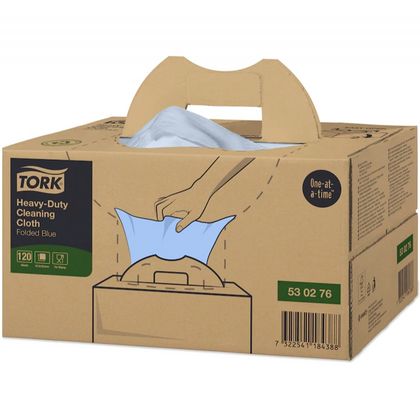 Материал нетканый Tork Premium повышенной прочности в салфетках, голубой, W7, 120шт/упак