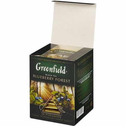 Чай "Greenfield" 20 пак*1,8 гр., черный, пирамидка, со вкусом черники,Blueberry Forest