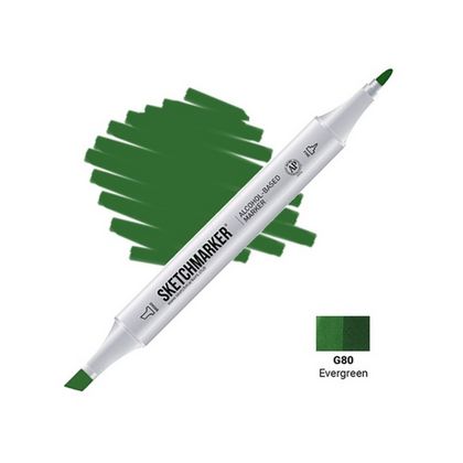 Маркер перм., худ. "Sketchmarker" двусторонний, G80, вечнозеленый