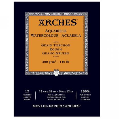 Блок-склейка бумаги для акварели "Arches" 100% хлопок, торшон, 23*31, 300г/м, 12л