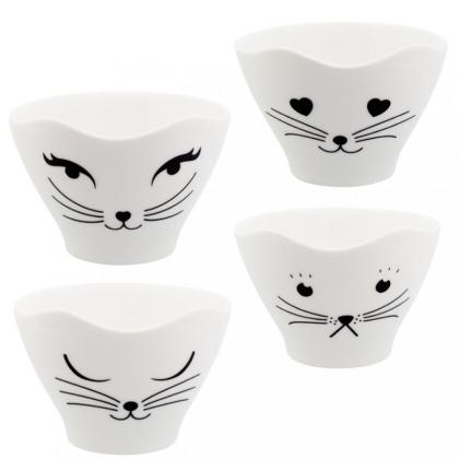 Набор чашек  4 шт. "White Cat" подарочн. упак., белый/черный
