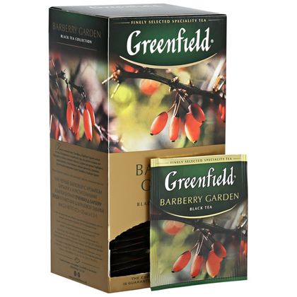 Чай "Greenfield" 25 пак*1,5 гр., индийский черный, с ягод. и аром.барбар., Barberry Garden