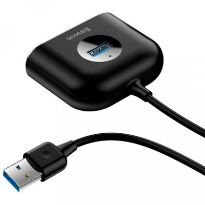 комп. USB HUB Baseus Square Round 4 in 1 USB HUB Adapter (USB3.0 TO USB3.0*1+USB2.0*3) 1m Black (CAHUB-AY01)