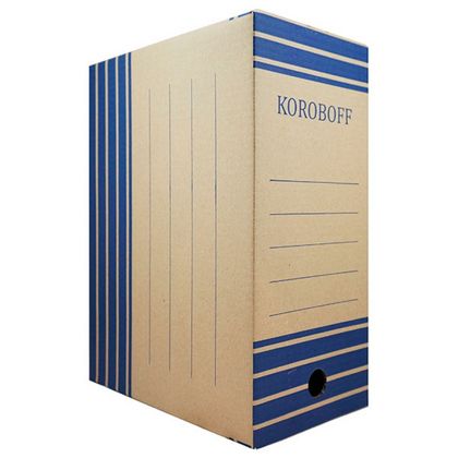 Коробка архивная 200 мм. Koroboff бурый/синий