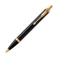 Ручка шарик/автомат "IM Black Lacquer GT" 0,7 мм, метал., подарочн. упак., черный/золотистый, стерж. синий