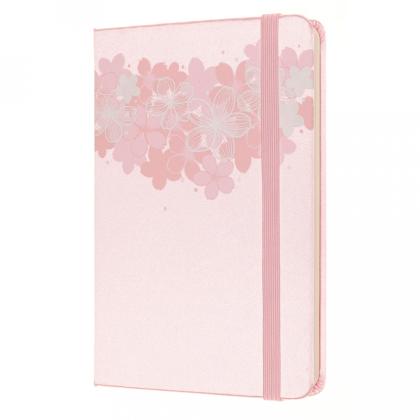 Блокнот А6 90*140 мм, 96 л., тонир., нелин. "Sakura Pocket" тверд. обл. текстиль, на резинке, св.-розовый