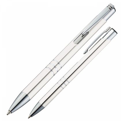 Ручка шарик/автомат "Ascot" 0,7 мм, метал., красный/серебристый, стерж. синий