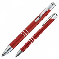 Ручка шарик/автомат "Ascot" 0,7 мм, метал., красный/серебристый, стерж. синий