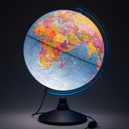 Глобус 40 см полит. "Мир" классик евро, с подсвет., подставка из цв. пластика