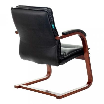 Кресло на полозьях Бюрократ T-9927WALNUT-AV нат. кожа, черный, дерево коричневый