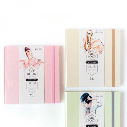 Скетчбук для маркеров "Fashion" 20*20 см, 75 г/м2, 80 л., мятный