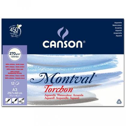 Блок-склейка бумаги для акварели "Montval" 270г/м 18*25см, снежное зерно, 12л