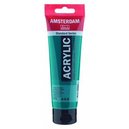 Краски акриловые "Amsterdam" 675 зелёный ФЦ, 120 мл., туба