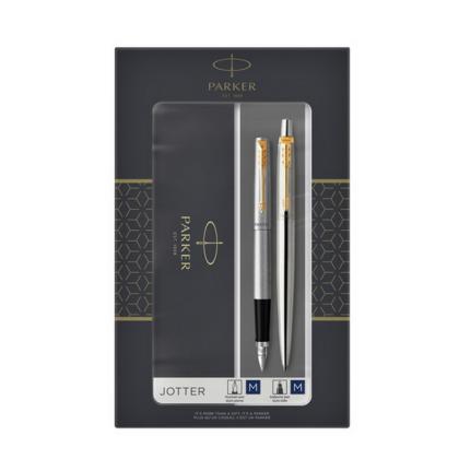 Набор ручек шарик/автомат+перьевая "Jotter Stainless Steel GT" золотистый/серебристый, подарочн. упак