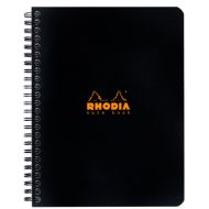 Блокнот А5+ 160*210 мм, 80 л., в клетку "Rhodia" спираль сбоку, черный