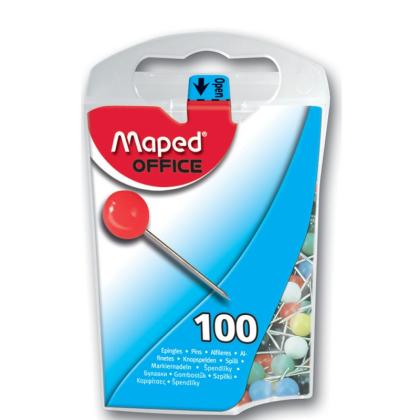 Иглы-кнопки "для карты" "Maped" 100 шт., ассорти