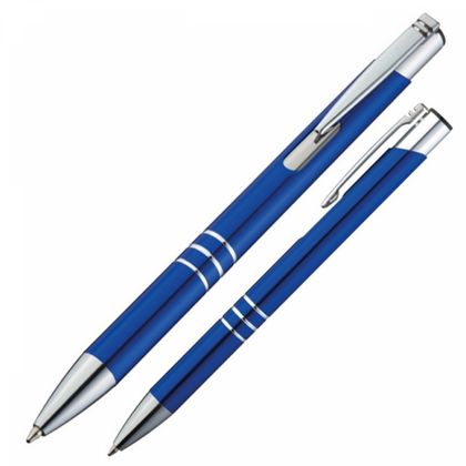 Ручка шарик/автомат "Ascot" 0,7 мм, метал., оранжевый/серебристый, стерж. синий