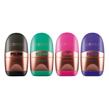 Точилка на 1 отв. "Capsule copp" с ластиком, ассорти