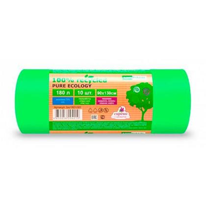 Мешки для мусора 180л 10шт/рулон ПВД Mirpack PURE ECOLOGY Био 40мкм 93*130см цв.зеленый 