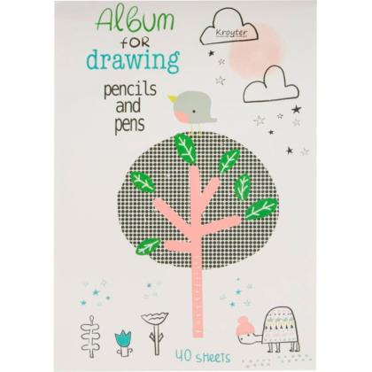 Альбом д/рисования A4 40 л. "Flowers" на склейке, ассорти