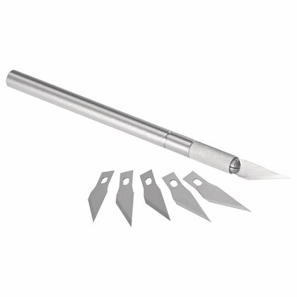 Нож для макетирования "Cutting knife" алюминий, 5 сменных лезвий