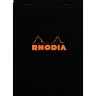 Блокнот А5 148*210 мм, 80 л., в клетку "Rhodia" скоба сверху, обл. карт., черный
