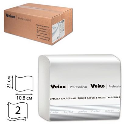 Бумага туалетная  Veiro Professional Comfort листовая 250 листов/упак, 2 слоя